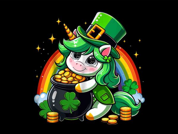 Unicorn st patrick’s day shamrock png, unicorn irish lucky shamrock png t shirt vector graphic