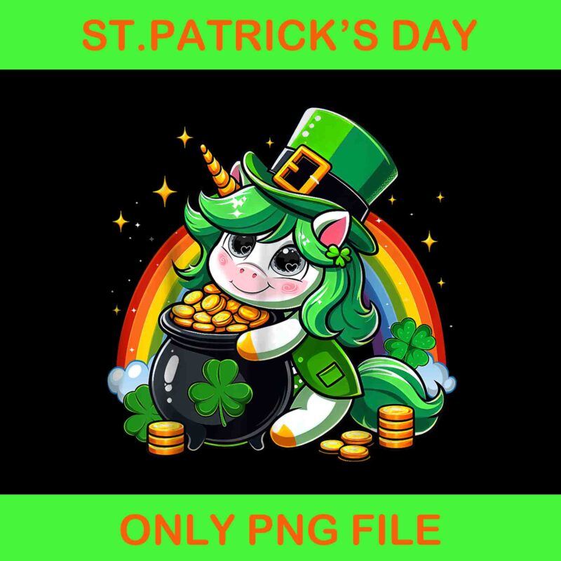 Unicorn St Patrick’s Day Shamrock Png, Unicorn Irish Lucky Shamrock Png