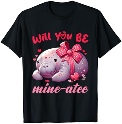 Valentine manatee cute valentine’s day hearts t-shirt