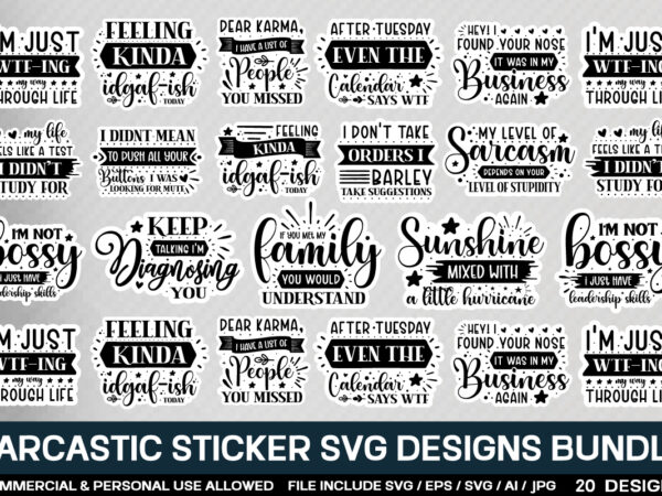 Sarcastic sticker svg bundle t shirt template vector