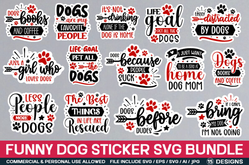 Funny Dog Sticker Svg Bundle
