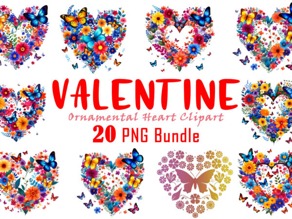 Valentines day boho heart illustration t-shirt design bundle