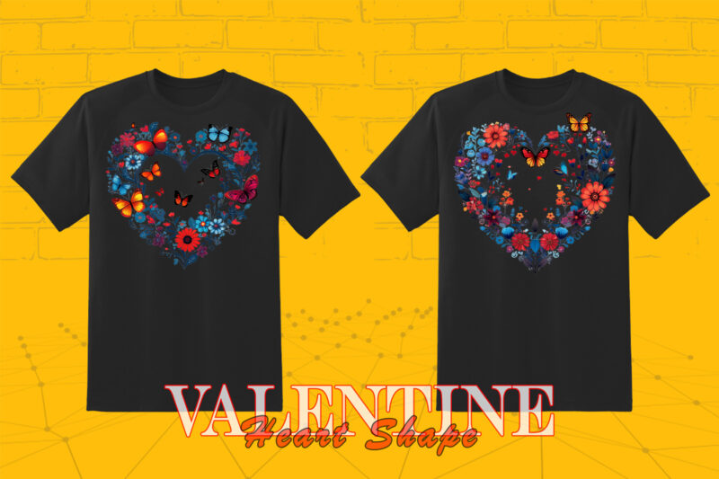 Passion Valentines Day Boho Heart Illustration T-shirt Graphics Bundle