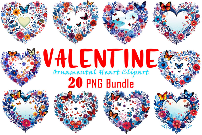 Passion Valentines Day Boho Heart Illustration T-shirt Graphics Bundle