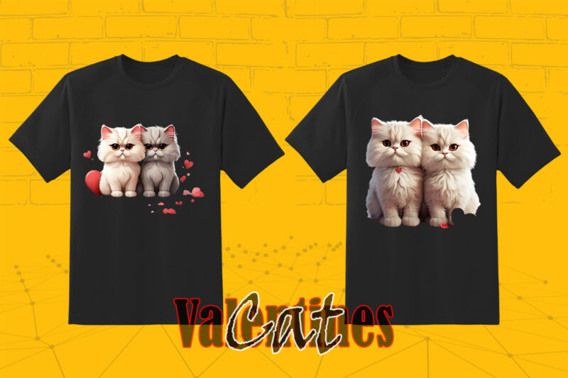 Abstract Couple Cat T-shirt Illustration T-Shirt Design