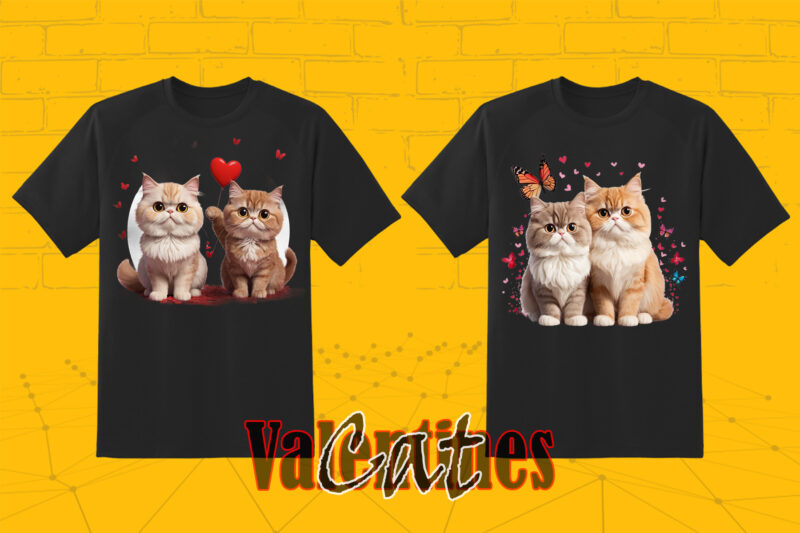 Abstract Couple Cat T-shirt Illustration