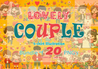 Loving Couple Illustration T-shirt Clipart Bundle