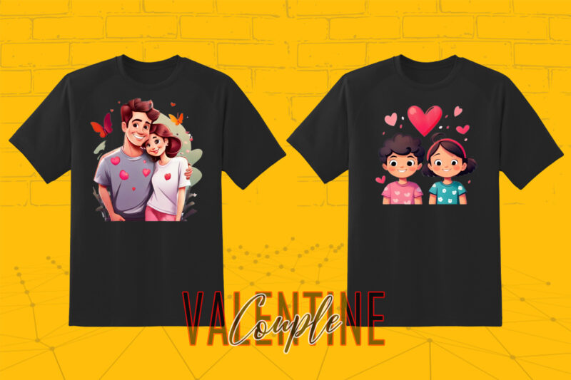 Loving Couple Illustration T-shirt Clipart for Your T-Shirt Business