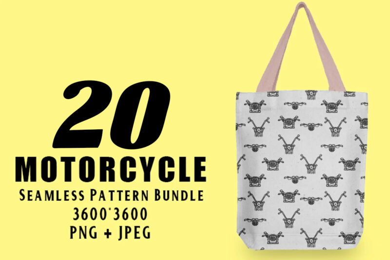 Motorcycle Seamless Pattern Bundle Clipart for Print on Demand Websites