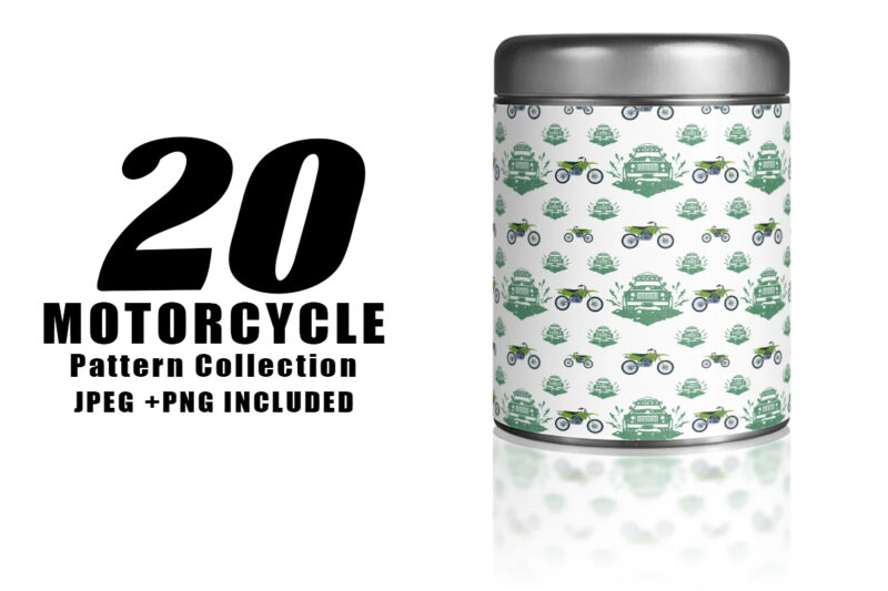 Motorcycle Seamless Pattern Bundle Clipart for Print on Demand Websites