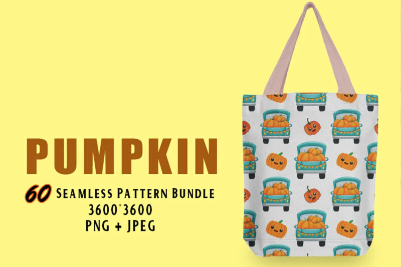 Pumpkin Seamless Pattern 60 Illustration Bundle