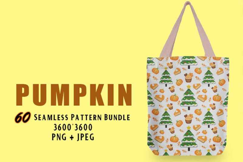 Pumpkin Seamless Pattern 60 Illustration Bundle