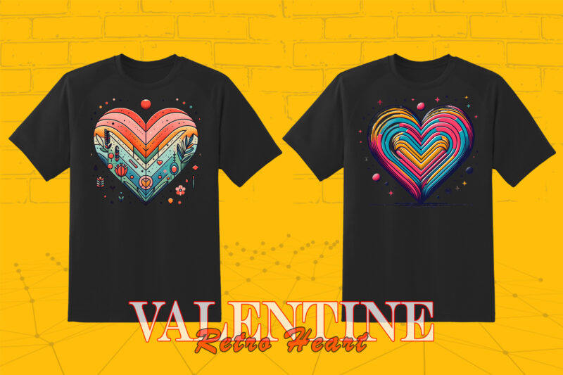 Valentines Day Boho Heart Illustration T-shirt Design Bundle