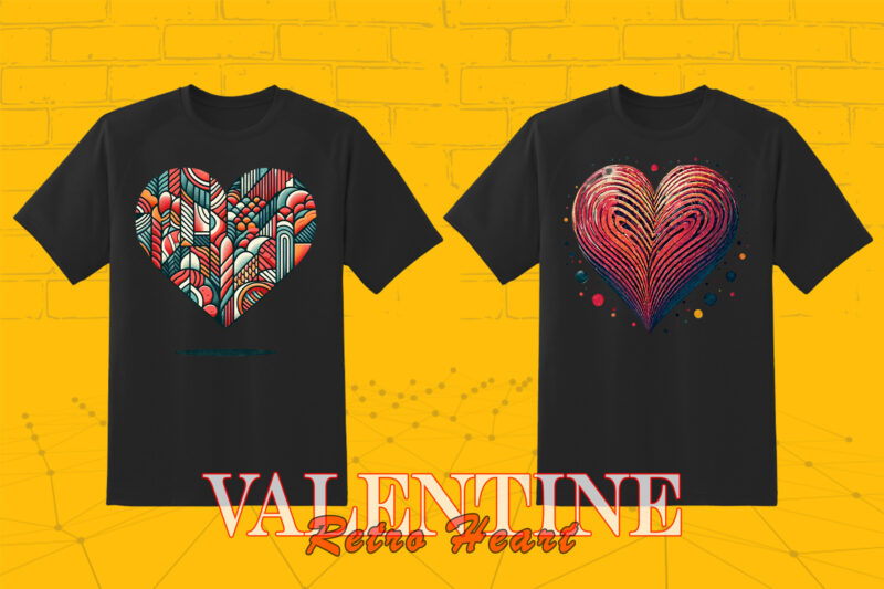 Valentines Day Boho Heart Illustration T-shirt Design Bundle