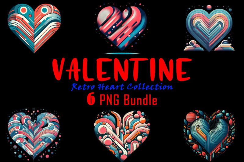 Cartoon Valentines Day Boho Heart Illustration T-shirt Bundle