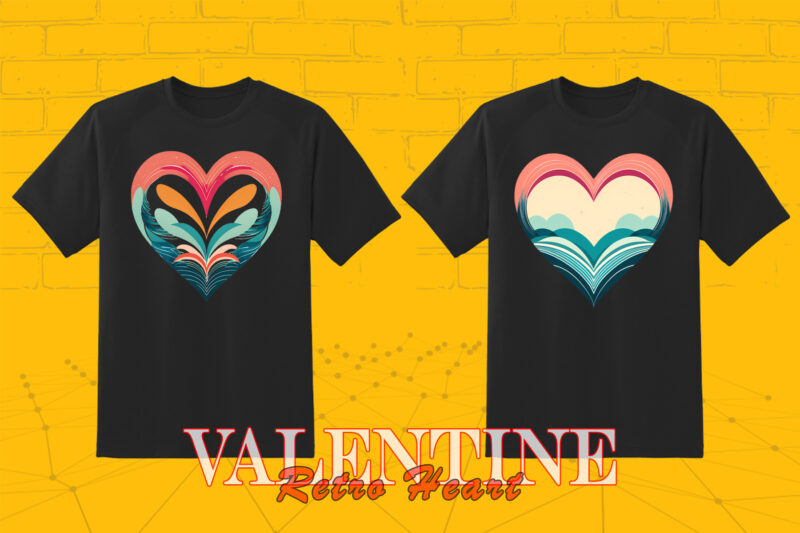 Valentines Day Vintage Heart Illustration T-shirt Clipart