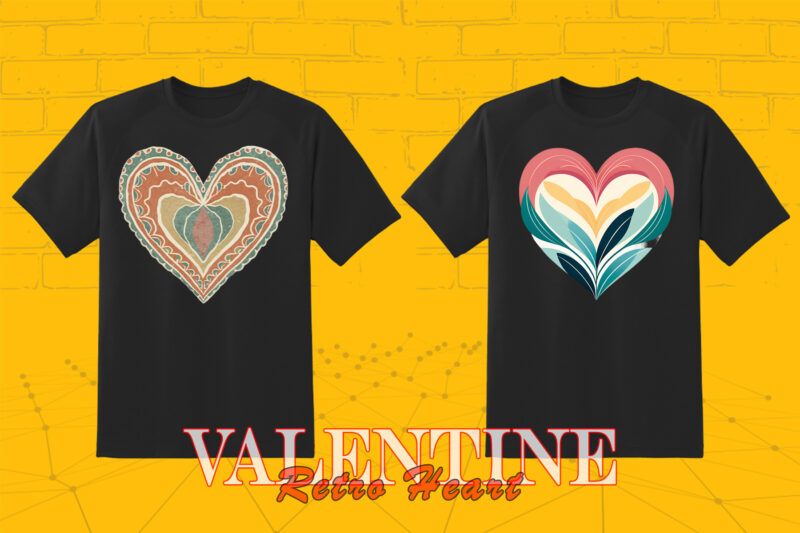 Valentines Day Vintage Heart Illustration T-shirt Clipart