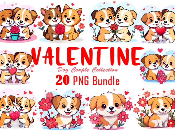 Valentines day dog couple cartoon character illustration t-shirt clipart for your t-shirt crafted for print on demand websites