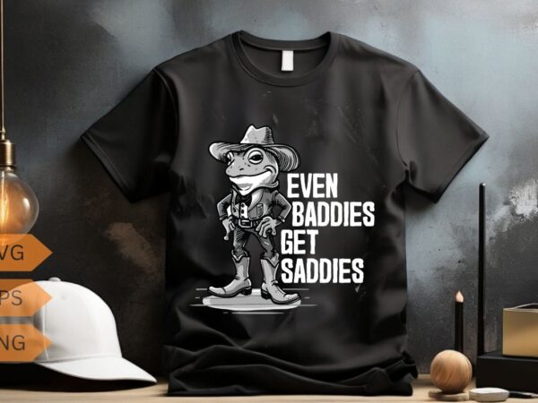 Even baddies get saddies funny frog meme shirt design vector, cottagecore aesthetic goblincore frog playing guitar guitar funny shirt