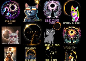 Cat Total Solar Eclipse Png, Cat Glasses Total Solar Eclipse 2024 April 8 t shirt vector file