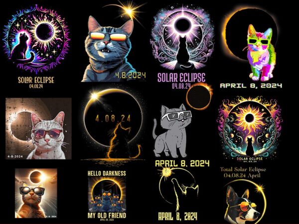 Cat total solar eclipse png, cat glasses total solar eclipse 2024 april 8 t shirt vector file