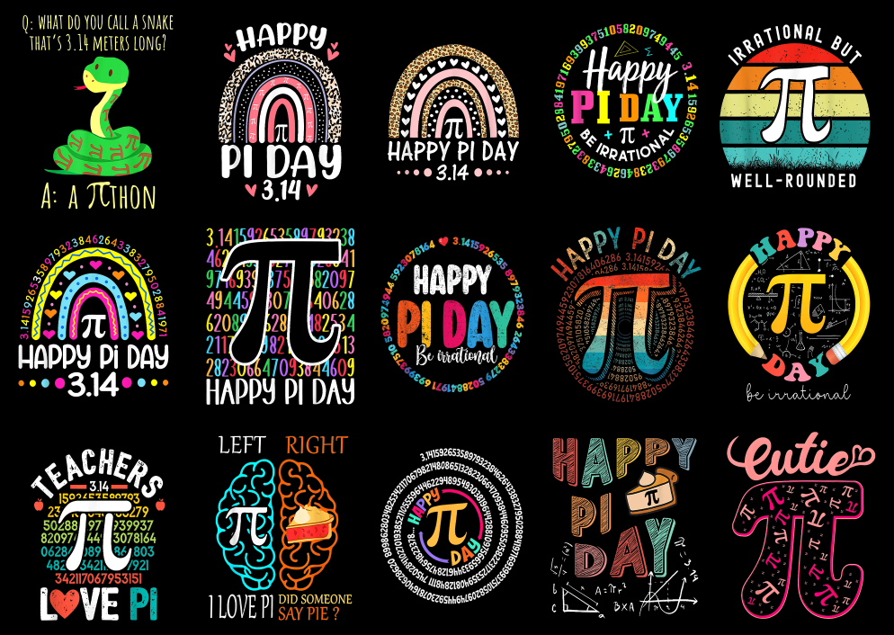 15 Pi Day Shirt Designs Bundle P2, Pi Day T-shirt, Pi Day png file, Pi ...