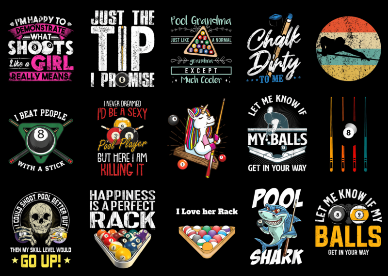 15 Billiards Shirt Designs Bundle P2, Billiards T-shirt, Billiards png file, Billiards digital file, Billiards gift, Billiards download, Bil