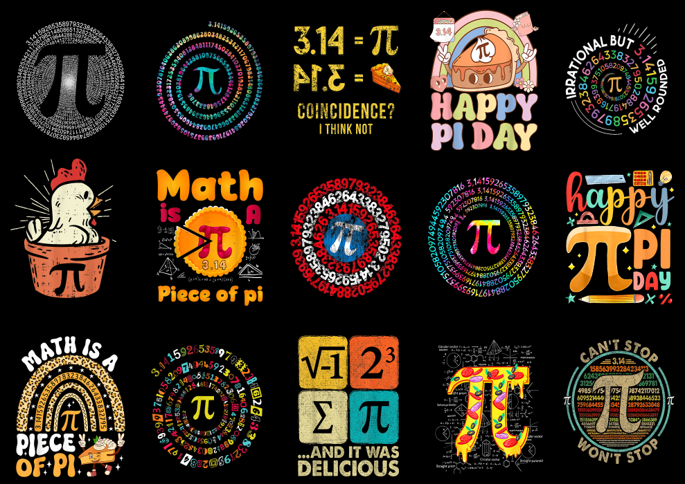 15 Pi Day Shirt Designs Bundle P3, Pi Day T-shirt, Pi Day png file, Pi ...