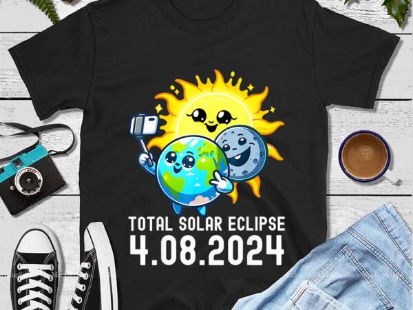 Total solar eclipse selfie png t shirt designs for sale