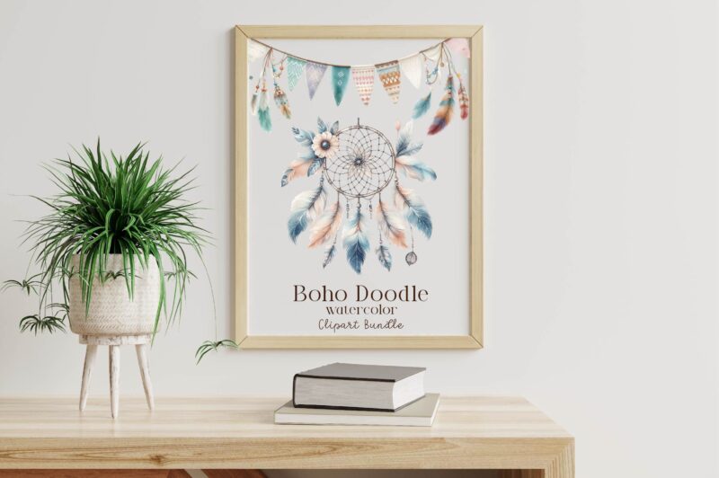 Cute Boho Doodle Clipart Bundle