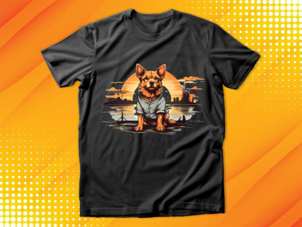 Cute dog vintage retro t shirt vector file