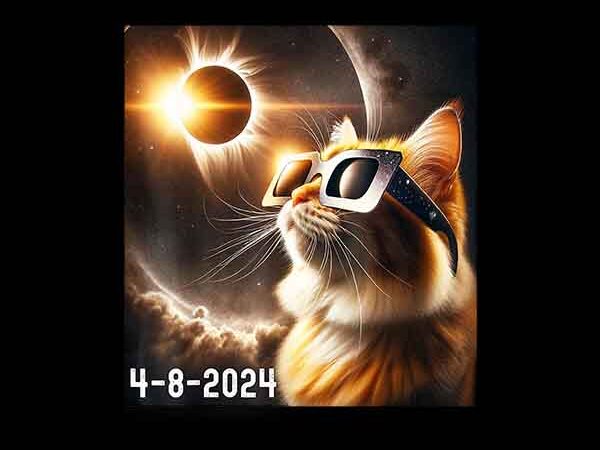 Cat total solar eclipse april 8 2024 png, total solar eclipse png t shirt vector file