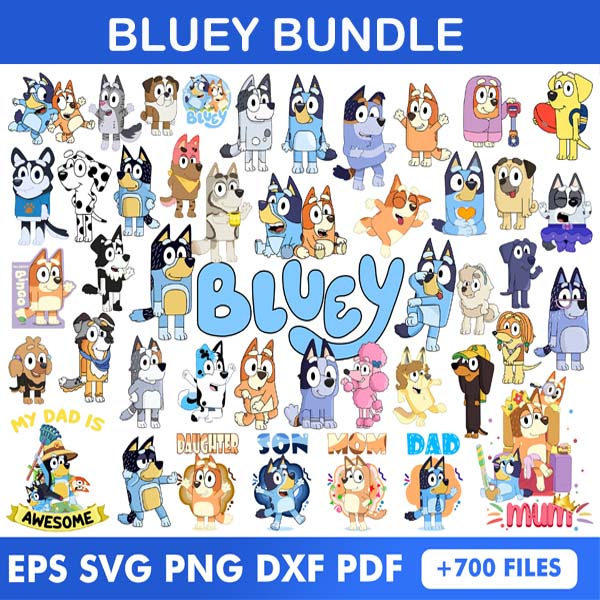 700 Bluey Bundle, Bluey Birthday Svg, Bluey And Bingo Svg - Buy t-shirt ...