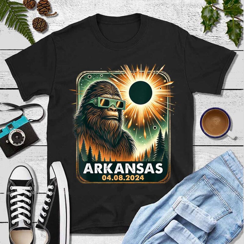 Bigfoot Arkansas Total Solar Eclipse 2024 Wearing Glasses Png