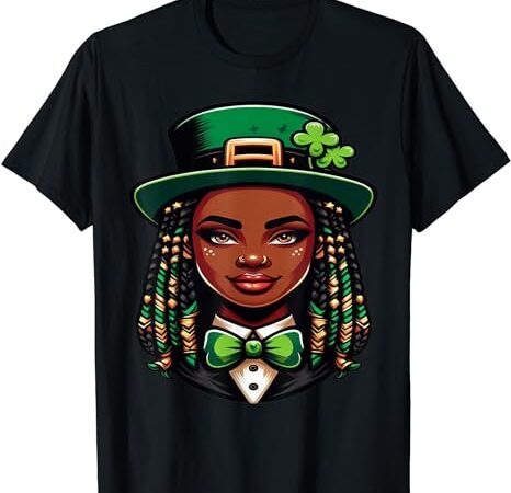 African american female leprechaun black st patrick’s day t-shirt