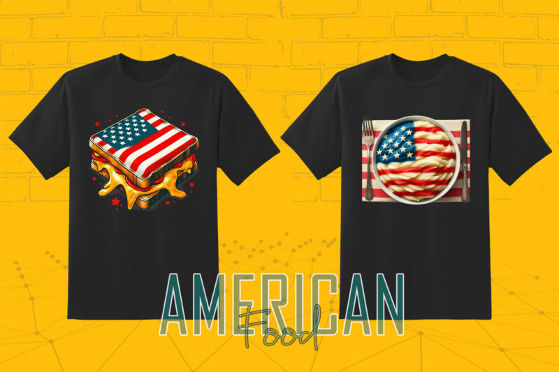 American Food with Independence Day 20 Illustration T-shirt Clipart Bundle