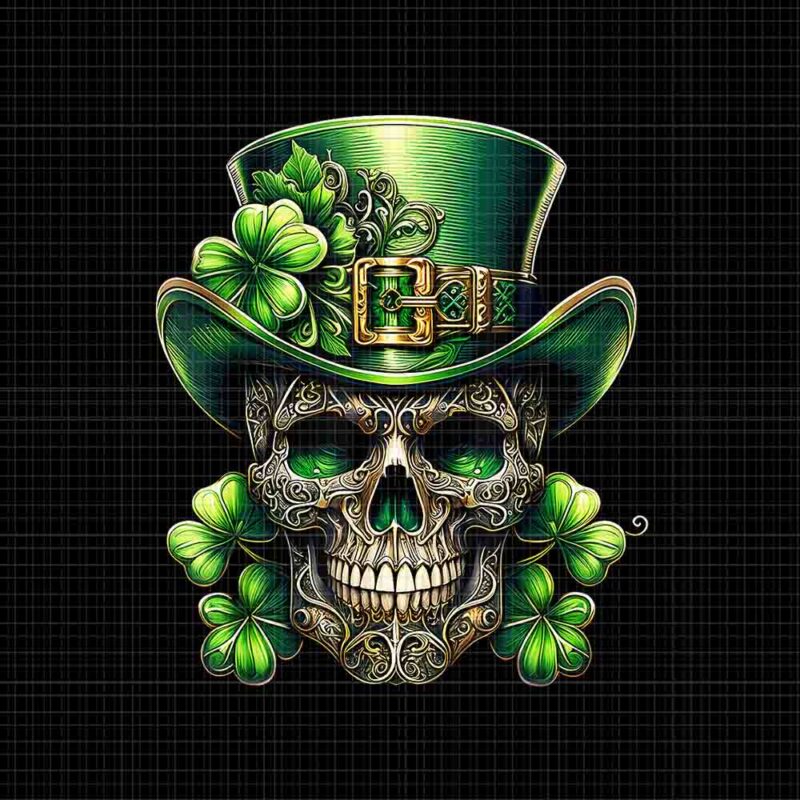 Sugar Skull St Patrick Day Of the Dead Lucky Shamrock Png, Skull St Patrick Day Png