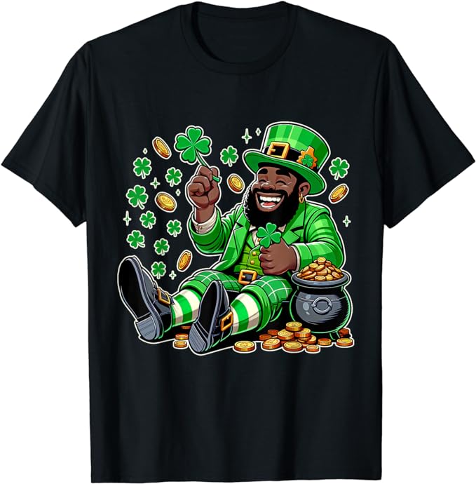 Black African American Leprechaun Saint Patrick’s Day T-Shirt