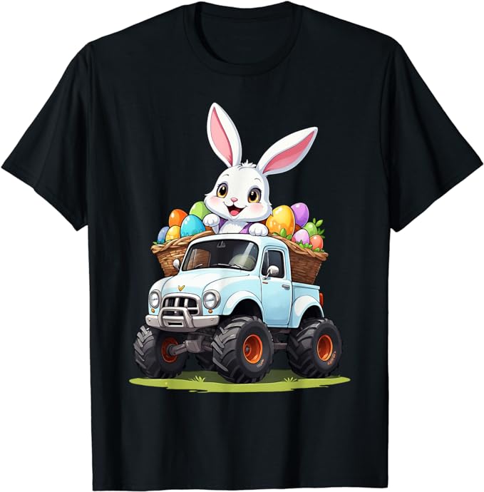 Bunny Happy Easter Monster Truck Boys Girls Eggs Toddler T-Shirt