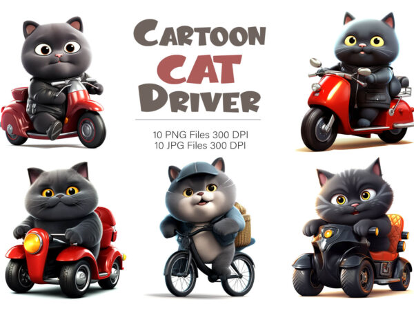 Cartoon cat driver. tshirt sticker.