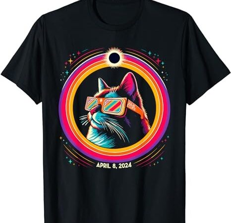 Cat in eclipse glasses totality 2024 total solar eclipse t-shirt