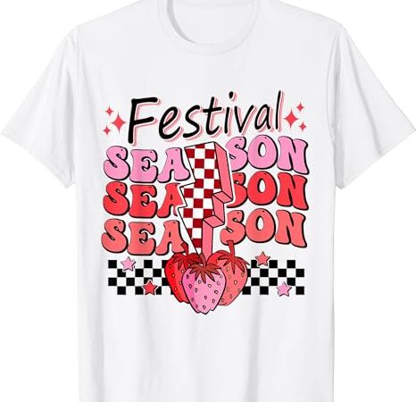 Checkered lightning festival season strawberry fruit lover t-shirt