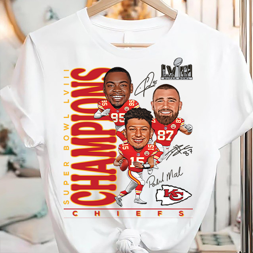 Chris Jones Travis Kelce Patrick Mahomes Kansas City Chiefs Champions T-Shirt Basketball Lovers Design, Basketball Design, Basketball PNG Fi