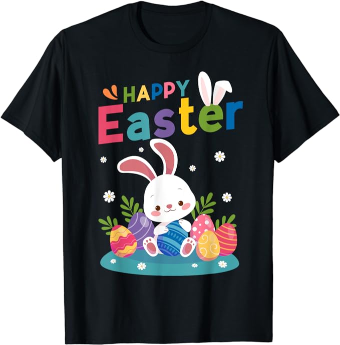 Cute Bunny Eggs Easter Camping Happy Easter Day 2024 T-Shirt