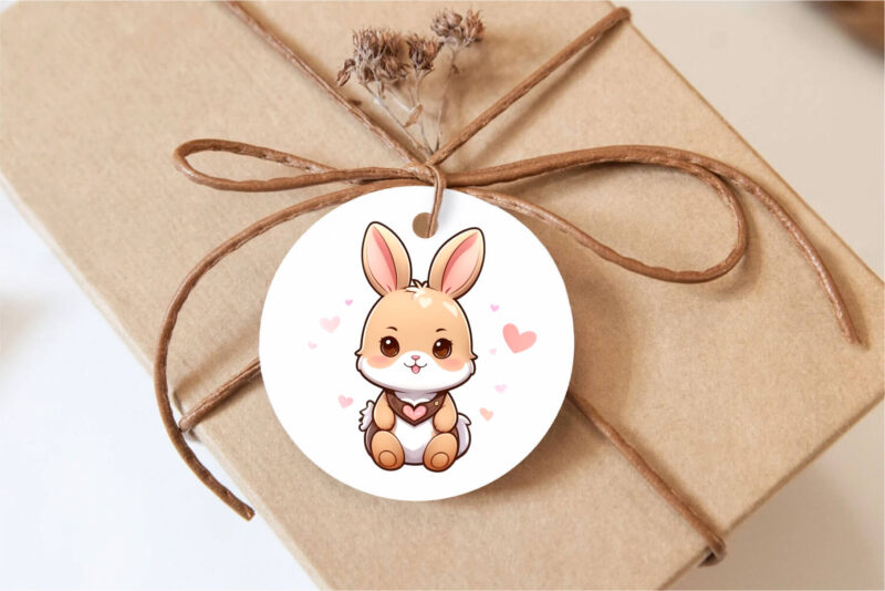 Cute cartoon Bunny 05. TShirt Sticker, PNG.