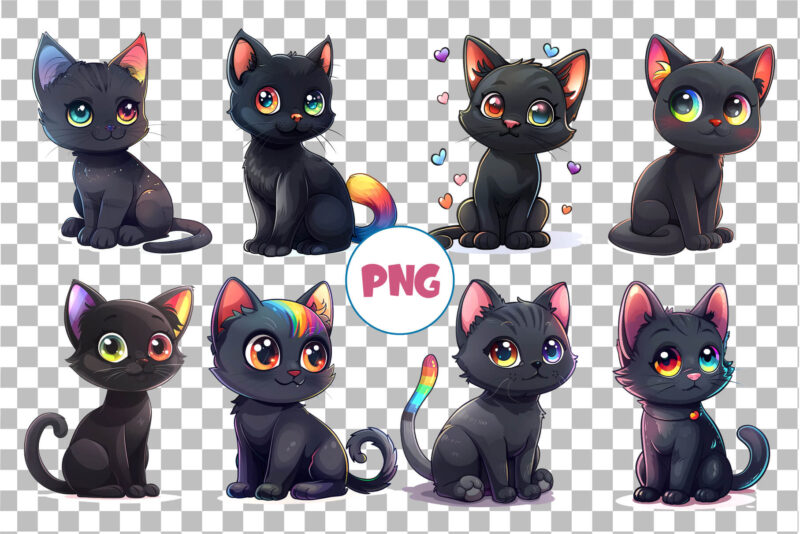 Cute black Cats. TShirt Sticker.