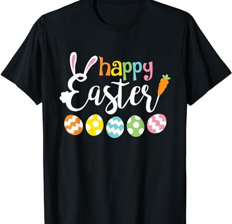 Happy easter bunny rabbit face funny easter day women girls t-shirt