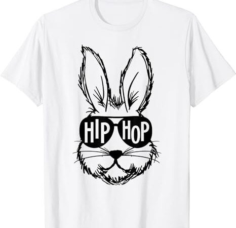 Hip hop happy easter bunny face with sunglasses men boy kids t-shirt