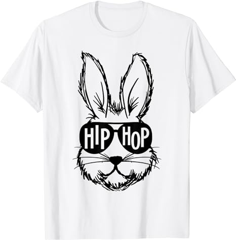 Hip Hop Happy Easter Bunny Face With Sunglasses Men Boy Kids T-Shirt