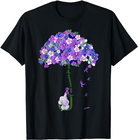 I’ll Remember For You Purple Elephant Alzheimer’s Awareness T-Shirt